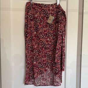 Faherty Floral Skirt in Red and Pink